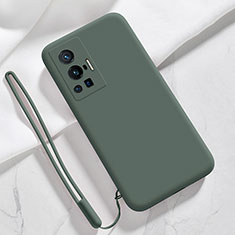 Custodia Silicone Ultra Sottile Morbida 360 Gradi Cover YK3 per Vivo X70 Pro 5G Verde Notte