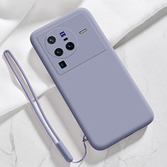 Custodia Silicone Ultra Sottile Morbida 360 Gradi Cover YK3 per Vivo X80 Pro 5G Grigio Lavanda