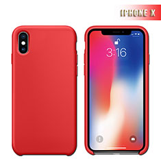 Custodia Silicone Ultra Sottile Morbida 360 Gradi M02 per Apple iPhone X Rosso