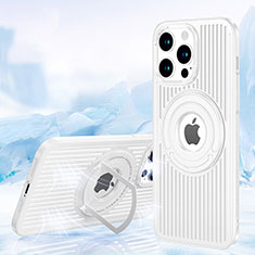 Custodia Silicone Ultra Sottile Morbida Cover con Mag-Safe Magnetic AC1 per Apple iPhone 15 Pro Max Bianco