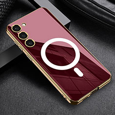 Custodia Silicone Ultra Sottile Morbida Cover con Mag-Safe Magnetic AC1 per Samsung Galaxy S23 5G Rosso
