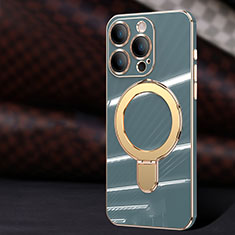 Custodia Silicone Ultra Sottile Morbida Cover con Mag-Safe Magnetic C01 per Apple iPhone 12 Pro Grigio Lavanda