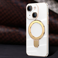 Custodia Silicone Ultra Sottile Morbida Cover con Mag-Safe Magnetic C01 per Apple iPhone 14 Bianco