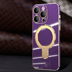 Custodia Silicone Ultra Sottile Morbida Cover con Mag-Safe Magnetic C01 per Apple iPhone 14 Pro Max Viola