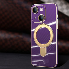 Custodia Silicone Ultra Sottile Morbida Cover con Mag-Safe Magnetic C01 per Apple iPhone 14 Viola