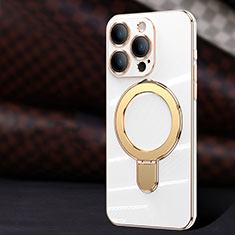 Custodia Silicone Ultra Sottile Morbida Cover con Mag-Safe Magnetic C01 per Apple iPhone 15 Pro Max Bianco