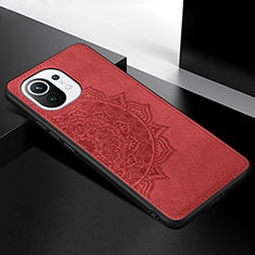 Custodia Silicone Ultra Sottile Morbida Cover con Magnetico A08 per Xiaomi Mi 11 Lite 5G NE Rosso