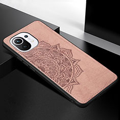 Custodia Silicone Ultra Sottile Morbida Cover con Magnetico A08 per Xiaomi Mi 11 Lite 5G Rosa