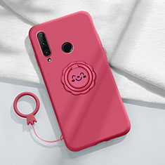 Custodia Silicone Ultra Sottile Morbida Cover con Magnetico Anello Supporto A01 per Huawei Enjoy 10 Plus Rosso