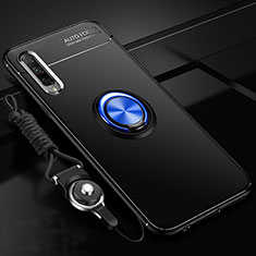 Custodia Silicone Ultra Sottile Morbida Cover con Magnetico Anello Supporto A01 per Huawei Honor 9X Pro Blu e Nero