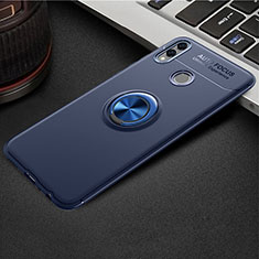 Custodia Silicone Ultra Sottile Morbida Cover con Magnetico Anello Supporto A01 per Huawei Honor View 10 Lite Blu