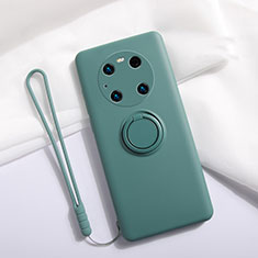 Custodia Silicone Ultra Sottile Morbida Cover con Magnetico Anello Supporto A01 per Huawei Mate 40E Pro 4G Verde Notte