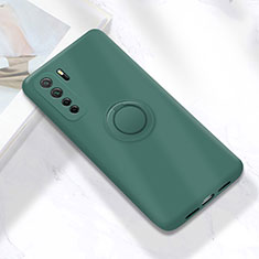 Custodia Silicone Ultra Sottile Morbida Cover con Magnetico Anello Supporto A01 per Huawei Nova 7 SE 5G Verde