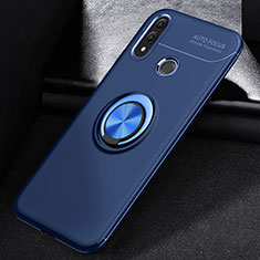 Custodia Silicone Ultra Sottile Morbida Cover con Magnetico Anello Supporto A01 per Huawei P Smart (2019) Blu