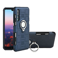 Custodia Silicone Ultra Sottile Morbida Cover con Magnetico Anello Supporto A01 per Huawei P20 Pro Grigio Scuro