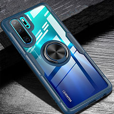 Custodia Silicone Ultra Sottile Morbida Cover con Magnetico Anello Supporto A01 per Huawei P30 Pro New Edition Blu