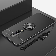 Custodia Silicone Ultra Sottile Morbida Cover con Magnetico Anello Supporto A01 per OnePlus 8 Nero