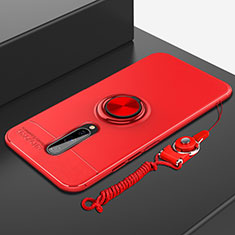 Custodia Silicone Ultra Sottile Morbida Cover con Magnetico Anello Supporto A01 per OnePlus 8 Rosso