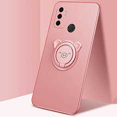 Custodia Silicone Ultra Sottile Morbida Cover con Magnetico Anello Supporto A01 per Oppo A11s Oro Rosa