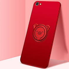 Custodia Silicone Ultra Sottile Morbida Cover con Magnetico Anello Supporto A01 per Oppo A3 Rosso