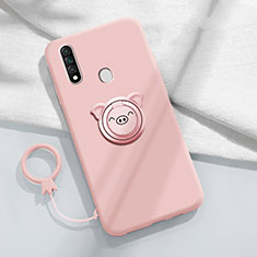 Custodia Silicone Ultra Sottile Morbida Cover con Magnetico Anello Supporto A01 per Oppo A31 Rosa