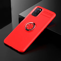 Custodia Silicone Ultra Sottile Morbida Cover con Magnetico Anello Supporto A01 per Oppo A72 Rosso
