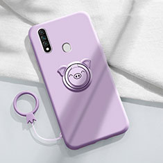 Custodia Silicone Ultra Sottile Morbida Cover con Magnetico Anello Supporto A01 per Oppo A8 Viola