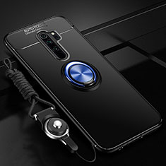 Custodia Silicone Ultra Sottile Morbida Cover con Magnetico Anello Supporto A01 per Oppo A9 (2020) Blu e Nero