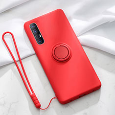 Custodia Silicone Ultra Sottile Morbida Cover con Magnetico Anello Supporto A01 per Oppo Find X2 Neo Rosso