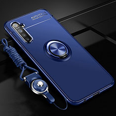 Custodia Silicone Ultra Sottile Morbida Cover con Magnetico Anello Supporto A01 per Realme X2 Blu