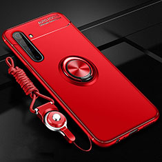 Custodia Silicone Ultra Sottile Morbida Cover con Magnetico Anello Supporto A01 per Realme X50 Pro 5G Rosso