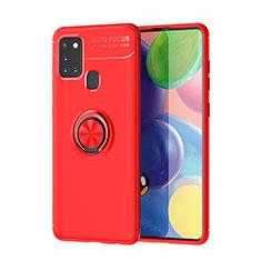 Custodia Silicone Ultra Sottile Morbida Cover con Magnetico Anello Supporto A01 per Samsung Galaxy A21s Rosso