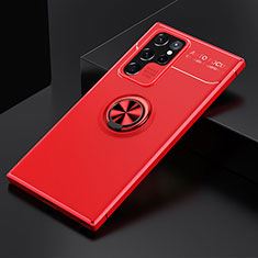 Custodia Silicone Ultra Sottile Morbida Cover con Magnetico Anello Supporto A01 per Samsung Galaxy S23 Ultra 5G Rosso