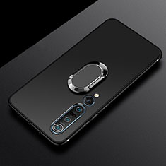 Custodia Silicone Ultra Sottile Morbida Cover con Magnetico Anello Supporto A01 per Xiaomi Mi 10 Pro Nero