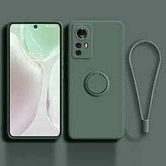 Custodia Silicone Ultra Sottile Morbida Cover con Magnetico Anello Supporto A01 per Xiaomi Mi 12X 5G Verde