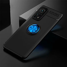 Custodia Silicone Ultra Sottile Morbida Cover con Magnetico Anello Supporto A01 per Xiaomi Redmi K30S 5G Blu e Nero