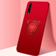 Custodia Silicone Ultra Sottile Morbida Cover con Magnetico Anello Supporto A02 per Huawei P smart S Rosso