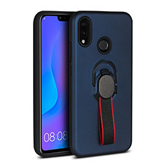 Custodia Silicone Ultra Sottile Morbida Cover con Magnetico Anello Supporto A02 per Huawei P20 Lite Blu