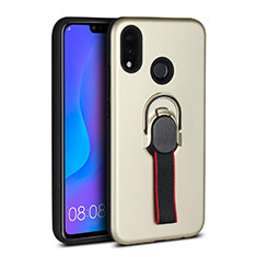 Custodia Silicone Ultra Sottile Morbida Cover con Magnetico Anello Supporto A02 per Huawei P20 Lite Oro