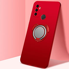 Custodia Silicone Ultra Sottile Morbida Cover con Magnetico Anello Supporto A02 per Oppo A11s Rosso