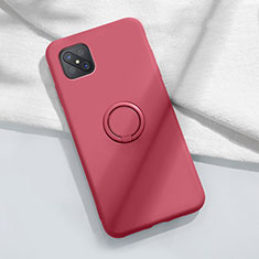 Custodia Silicone Ultra Sottile Morbida Cover con Magnetico Anello Supporto A02 per Oppo A92s 5G Rosso Rosa