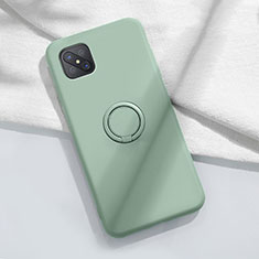 Custodia Silicone Ultra Sottile Morbida Cover con Magnetico Anello Supporto A02 per Oppo Reno4 Z 5G Ciano