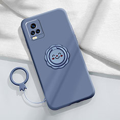 Custodia Silicone Ultra Sottile Morbida Cover con Magnetico Anello Supporto A02 per Vivo V20 Pro 5G Grigio Lavanda