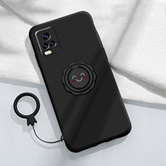 Custodia Silicone Ultra Sottile Morbida Cover con Magnetico Anello Supporto A02 per Vivo V20 Pro 5G Nero