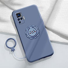 Custodia Silicone Ultra Sottile Morbida Cover con Magnetico Anello Supporto A02 per Vivo X50 Pro 5G Grigio