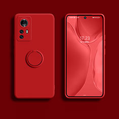 Custodia Silicone Ultra Sottile Morbida Cover con Magnetico Anello Supporto A02 per Xiaomi Mi 12S Pro 5G Rosso