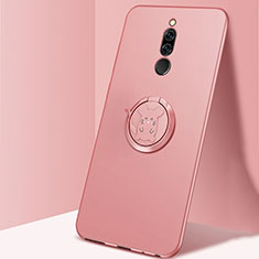 Custodia Silicone Ultra Sottile Morbida Cover con Magnetico Anello Supporto A02 per Xiaomi Redmi 8 Rosa