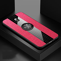 Custodia Silicone Ultra Sottile Morbida Cover con Magnetico Anello Supporto A02 per Xiaomi Redmi 8A Rosa Caldo