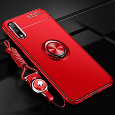 Custodia Silicone Ultra Sottile Morbida Cover con Magnetico Anello Supporto A03 per Huawei Honor 9X Rosso