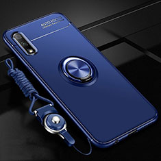 Custodia Silicone Ultra Sottile Morbida Cover con Magnetico Anello Supporto A03 per Huawei P Smart Z (2019) Blu